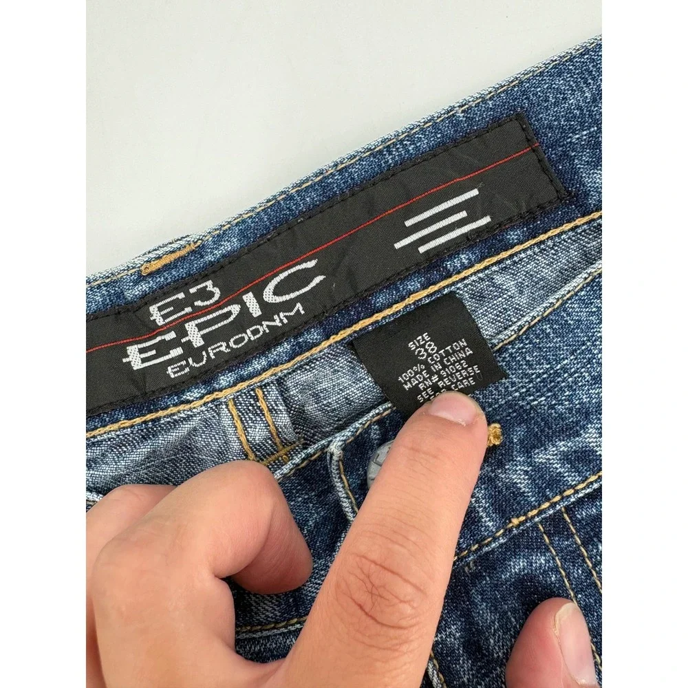 Epic Eurodnm E3 Mens Denim Cargo Shorts Size 38 Y2K Baggy Utility Streetwear